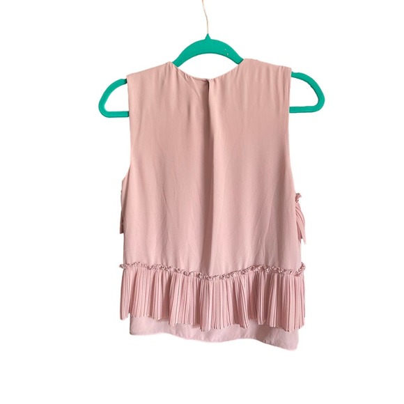 NWT $178 BCBG Maxazria Lorain Pleated Ruffle Applique Top Size XS Pink - Picture 3 of 6